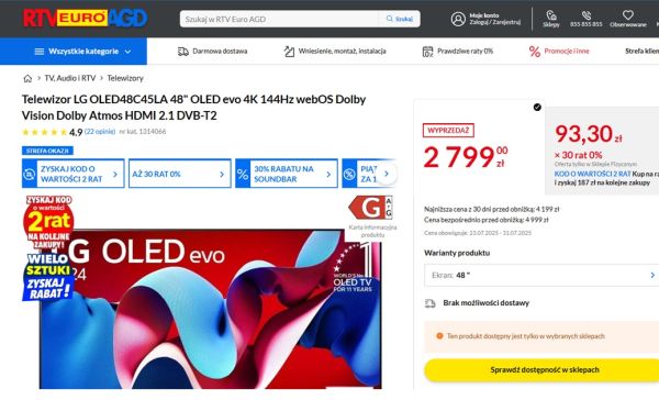 LG OLED48C45LA w promocji (1)