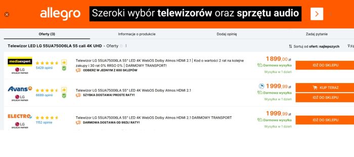 Promocja na telewizor LG 55UA75006LA (1)